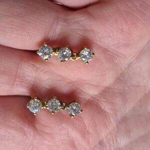 Vintage Gold Tone Cubic Zirconia Earrings
